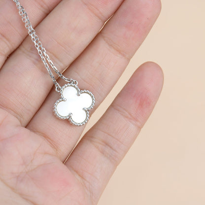 DIANA CLOVER  15MM WHITE MOTHER-OF-PEARL SILVER