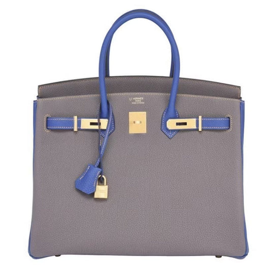 HM BIRKIN 25cm Gris Etain Mix Blue Togo Leather Gold Hardware