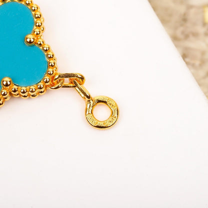 BRACELET DIANA CLOVER 5 MOTIF TURQUOISE DIAMANT OR