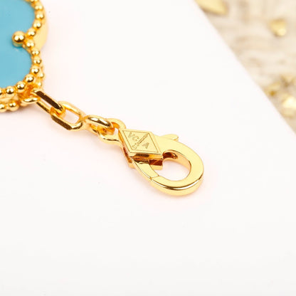 BRACELET DIANA CLOVER 5 MOTIF TURQUOISE DIAMANT OR