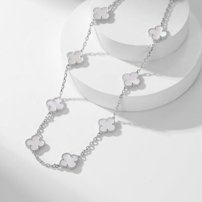 DIANA CLOVER 10 MOTIFS WHITE MOTHER OF PEARL NECKLACE