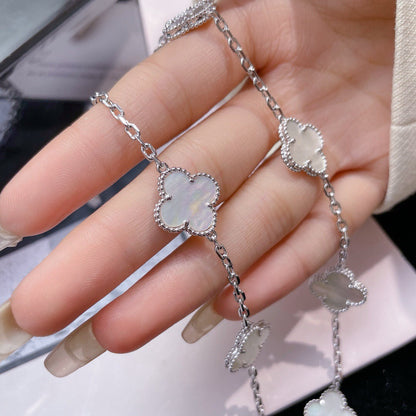 DIANA CLOVER 10 MOTIFS WHITE MOTHER OF PEARL NECKLACE