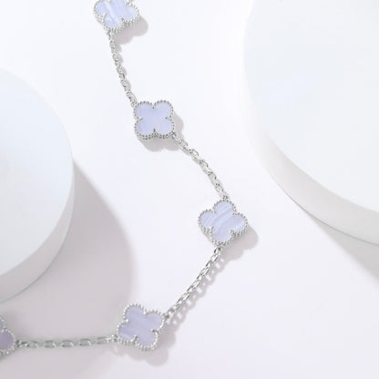 DIANA CLOVER 10 MOTIFS PURPLE CHALCEDONY NECKLACE