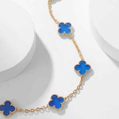 DIANA CLOVER 10 MOTIFS BLUE AGATE NECKLACE