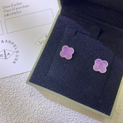 CLOVER MINI 9.5MM  PURPLE VIOLET EARRINGS