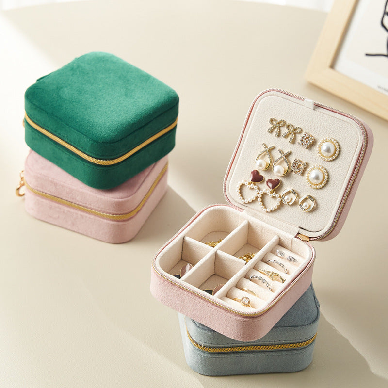 BOÎTE À BIJOUX EN FLANELLE BOÎTE DE RANGEMENT DE BIJOUX PORTABLE DE VOYAGE
