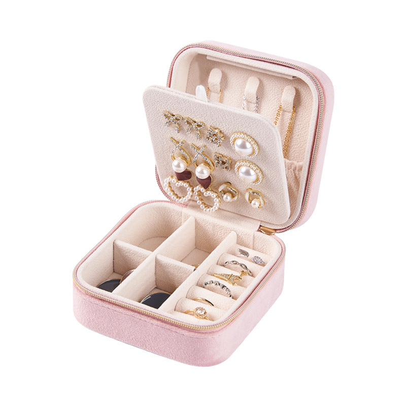 BOÎTE À BIJOUX EN FLANELLE BOÎTE DE RANGEMENT DE BIJOUX PORTABLE DE VOYAGE