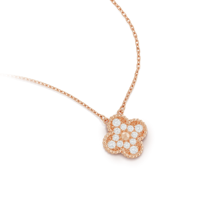 DIANA CLOVER 15MM DIAMOND SINGLE FLOWER NECKLACE