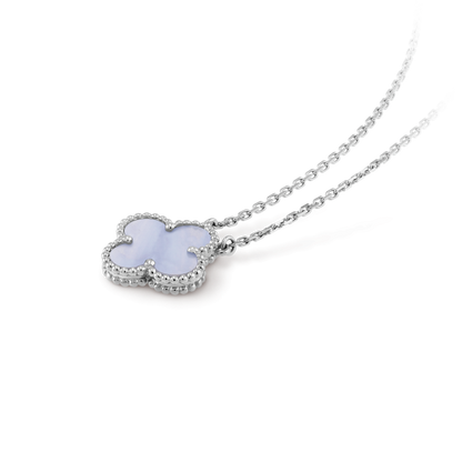 DIANA CLOVER 15MM BLUE CHALCEDONY NECKLACE SILVER
