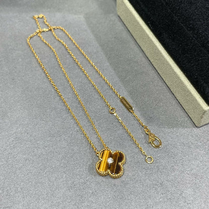 DIANA CLOVER 15MM DIAMOND AND YELLOW TIGER'S EYE AGATE necklace