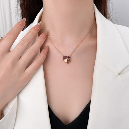 DIANA LUCKY  CARNELIANS LADYBUG NECKLACE