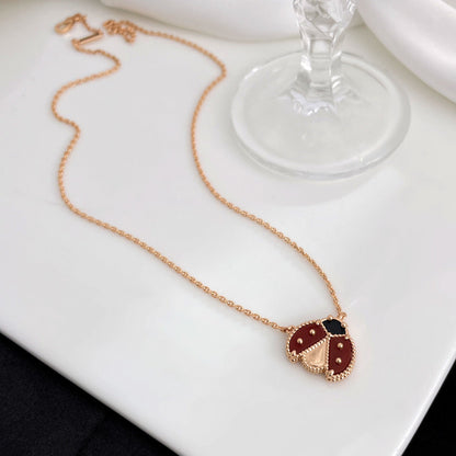 DIANA LUCKY  CARNELIANS LADYBUG NECKLACE