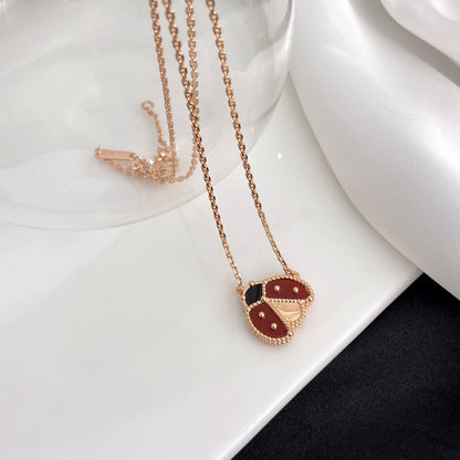DIANA LUCKY  CARNELIANS LADYBUG NECKLACE