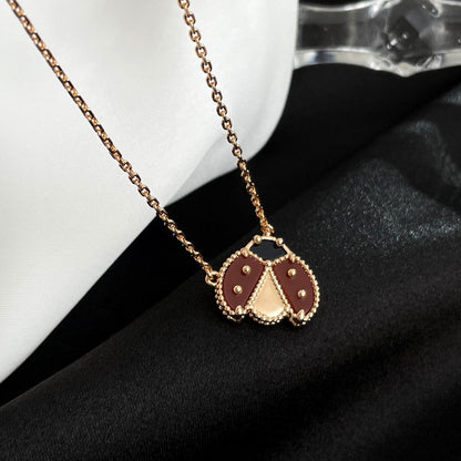 DIANA LUCKY  CARNELIANS LADYBUG NECKLACE
