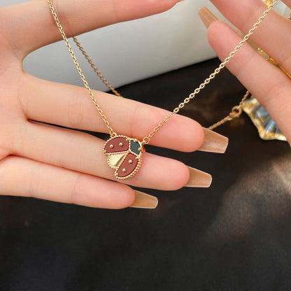 DIANA LUCKY  CARNELIANS LADYBUG NECKLACE