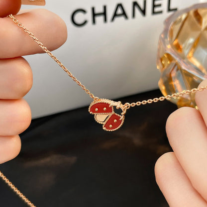 DIANA LUCKY  CARNELIANS LADYBUG NECKLACE