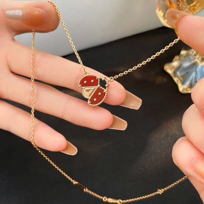 DIANA LUCKY  CARNELIANS LADYBUG NECKLACE