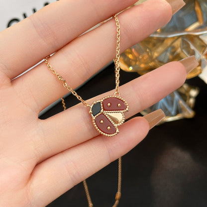 DIANA LUCKY  CARNELIANS LADYBUG NECKLACE