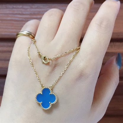 DIANA CLOVER 15MM BLUE AGATE NECKLACE