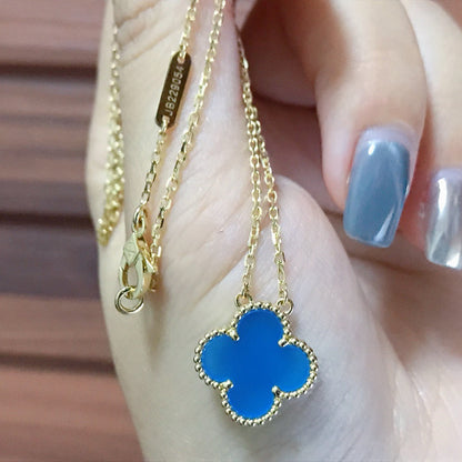 DIANA CLOVER 15MM BLUE AGATE NECKLACE