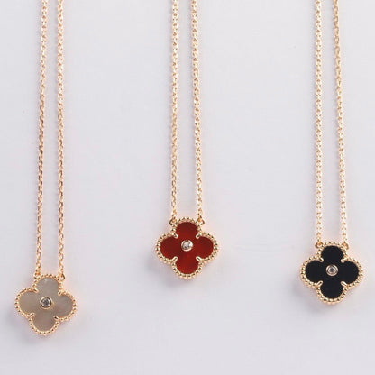 DIANA CLOVER 15MM DIAMOND CARNELIAN NECKLACE