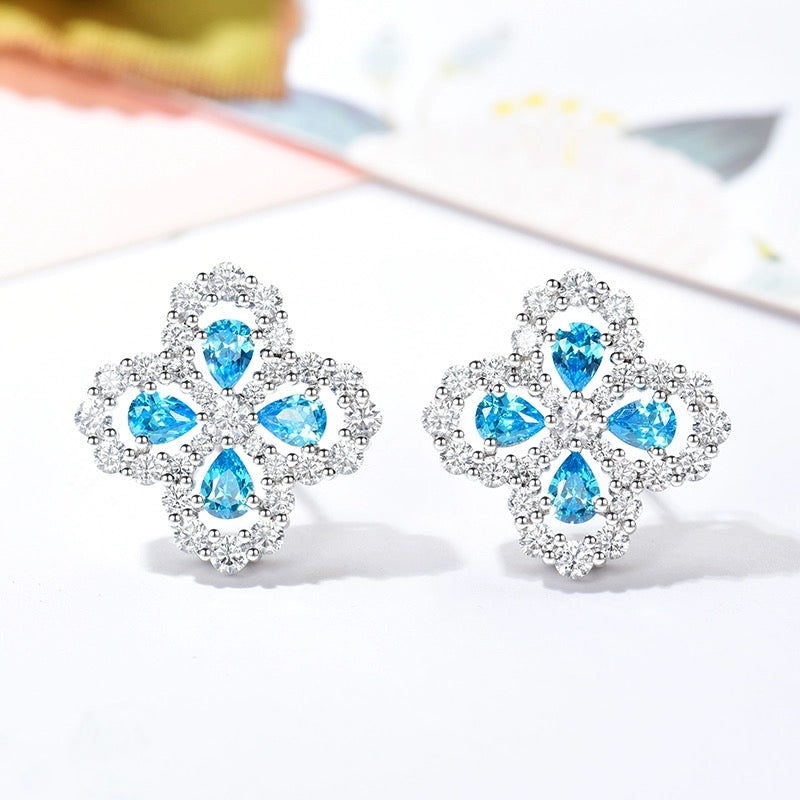 DIANA LOOP EARRINGS FULL MOTIF DIAMOND 16MM SILVE