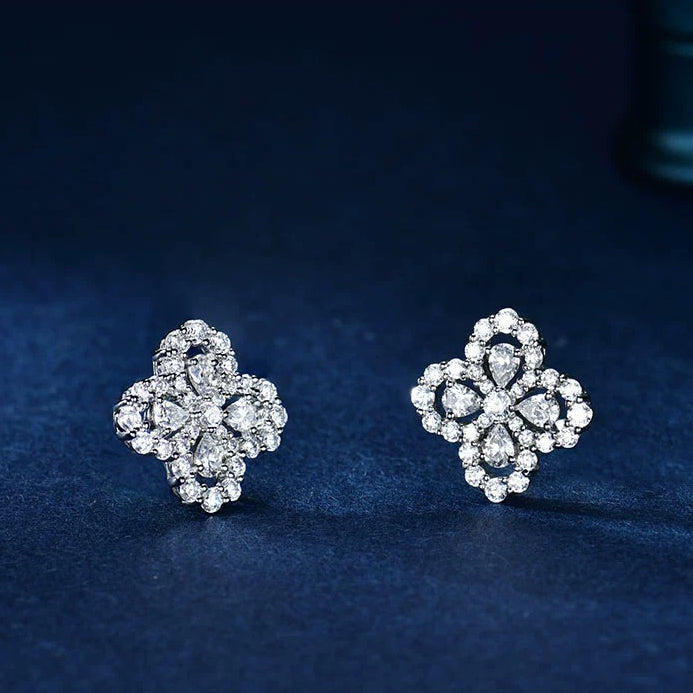 DIANA LOOP EARRINGS FULL MOTIF DIAMOND 16MM SILVE