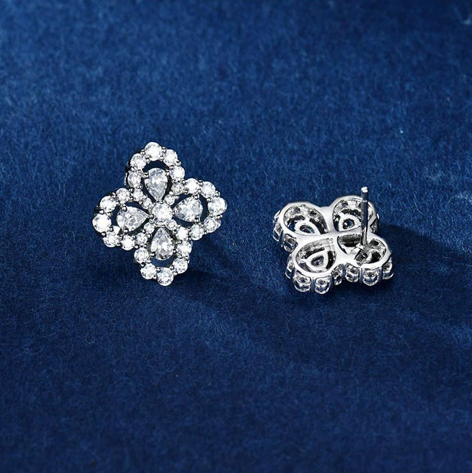 DIANA LOOP EARRINGS FULL MOTIF DIAMOND 16MM SILVE