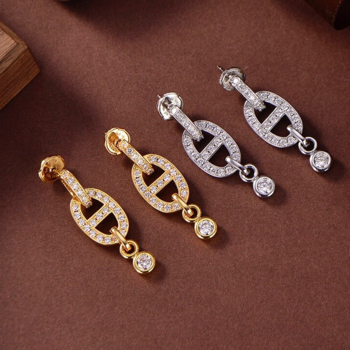 BOUCLES D'OREILLES DIANA HM CHAINE DIAMANT