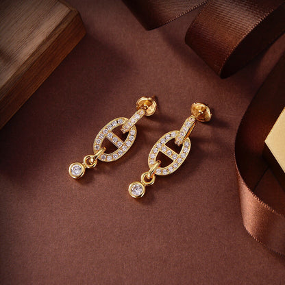 BOUCLES D'OREILLES DIANA HM CHAINE DIAMANT