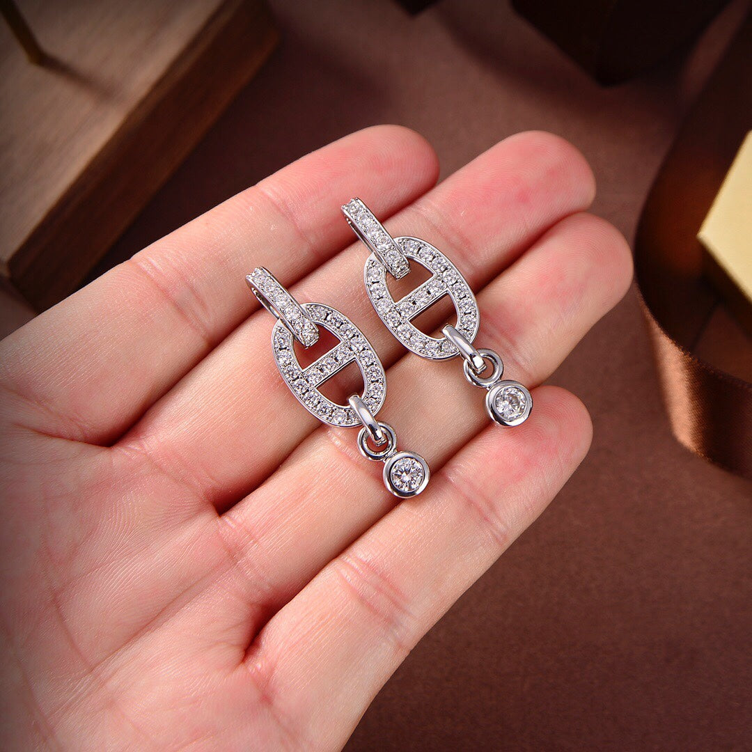 BOUCLES D'OREILLES DIANA HM CHAINE DIAMANT