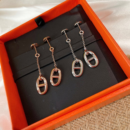 BOUCLES D'OREILLES À POMPON DIANA CHAINE