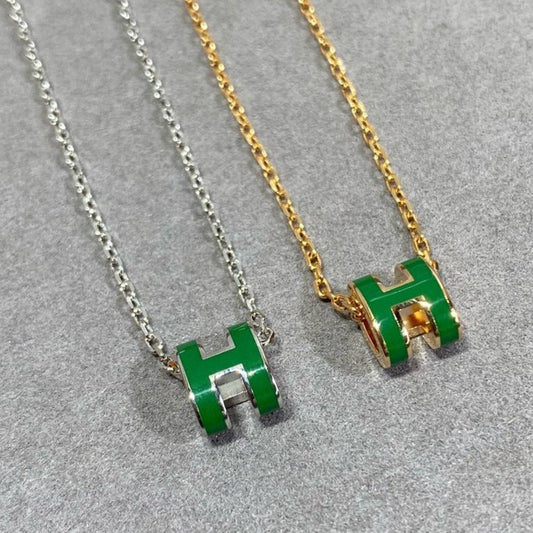 DIANA POP H GREEN NECKLACE SILVER AND GOLD