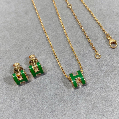 DIANA POP H GREEN NECKLACE SILVER AND GOLD
