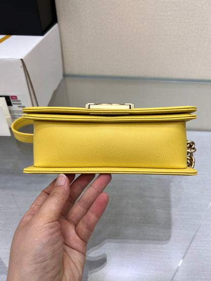 BOY BAG SMALL 20 YELLOW CAVIAR GOLD HARDWARE