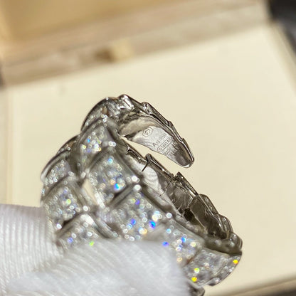 DIANA SERPENTI DOUBLE RING SILVER DIAMOND PAVED