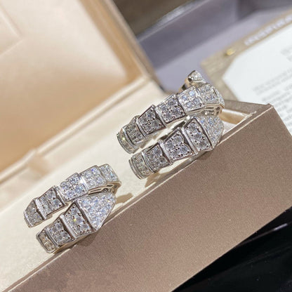 DIANA SERPENTI DOUBLE RING SILVER DIAMOND PAVED