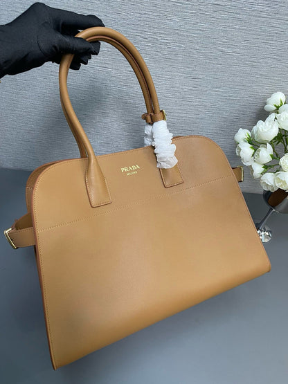 Pra Tote Bag With Buckle Caramel Calfkin