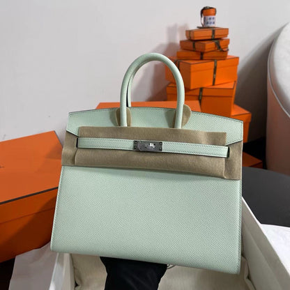HM BIRKIN 25CM VERT FIZZ EPSOM LEATHER SILVER HARDWARE