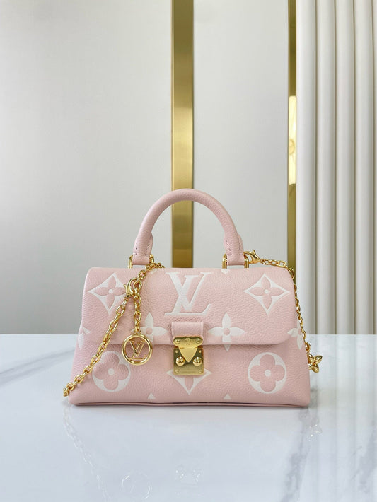 NANO MADELEINE 21 IN PINK EMBOSSED CALFSKIN GOLD HARDWARE