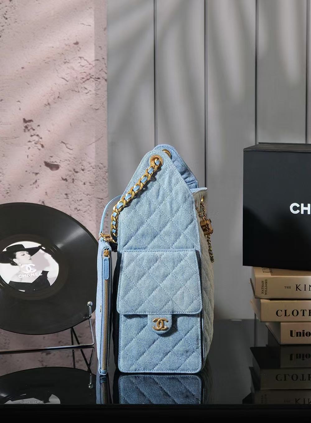 CC 25C Hobo Bags 40cm Light Blue Denim