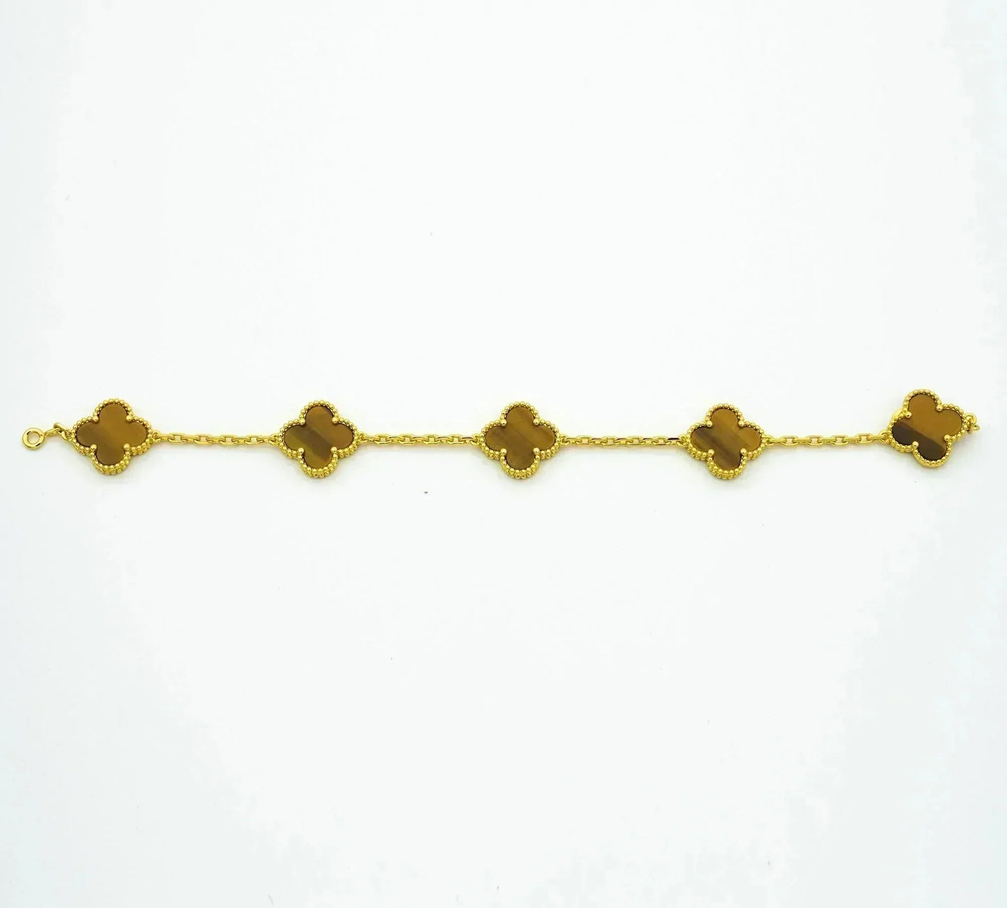DIANA CLOVER  5 MOTIFS TIGER EYE BRACELET