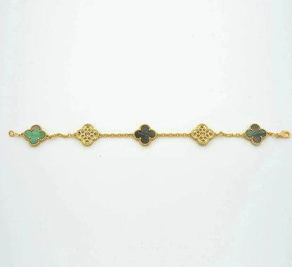 DIANA CLOVER 5 MOTIF GRAY MOP DIAMOND BRACELET