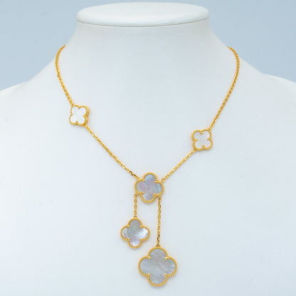 DIANA CLOVER MOTHER OF PEARL NECKLACE 6 MOTIF