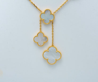 DIANA CLOVER MOTHER OF PEARL NECKLACE 6 MOTIF