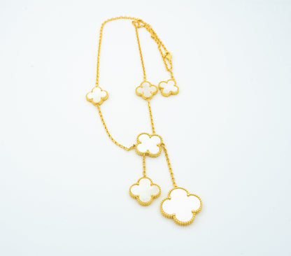 DIANA CLOVER MOTHER OF PEARL NECKLACE 6 MOTIF