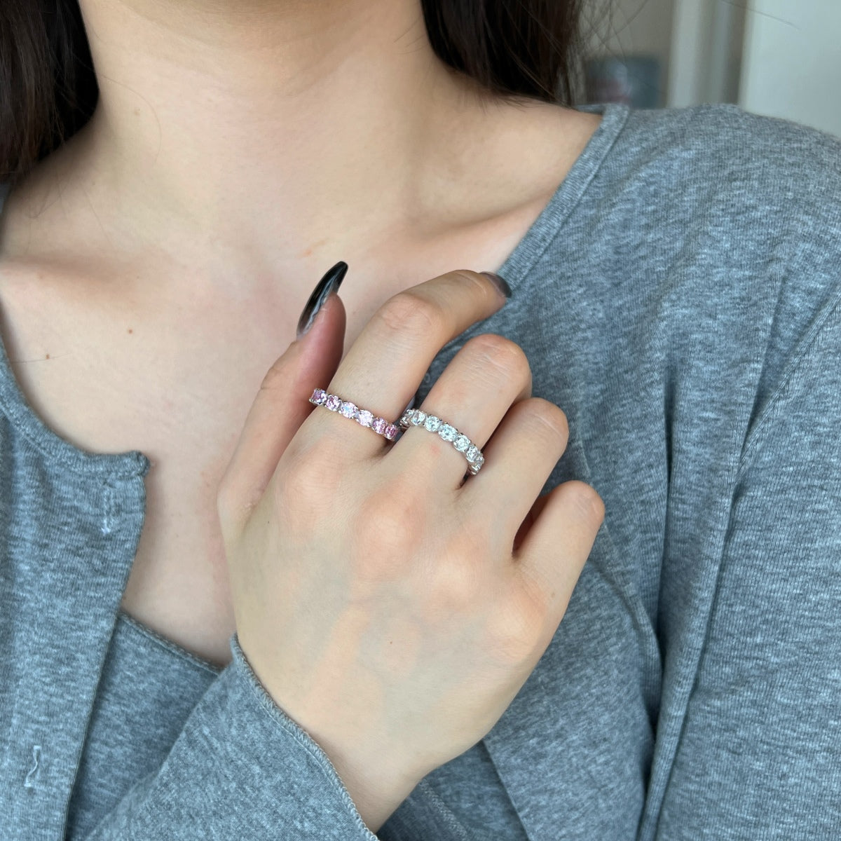 [HOT] Bague de tennis ronde Eternity