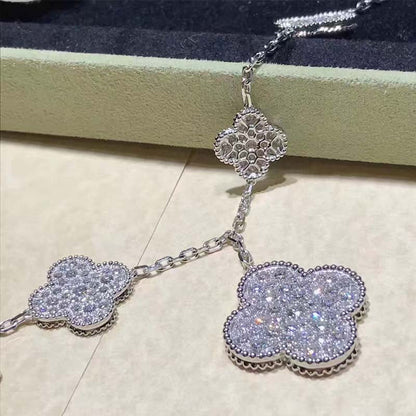 DIANA CLOVER 6 MOTIFS SILVER DIAMOND BRACELET