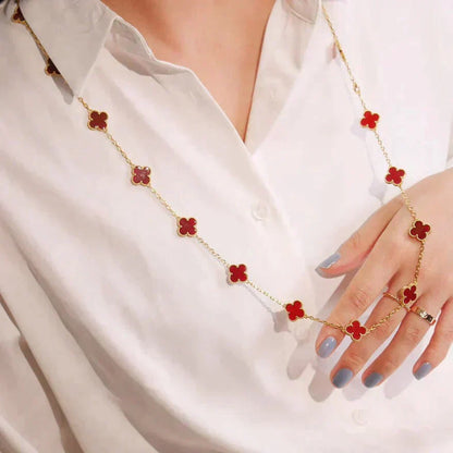 DIANA CLOVER 20 MOTIFS CARNELIAN NECKLACE