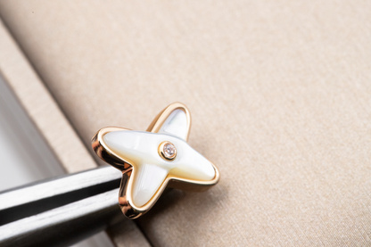 DIANA JEUX DE WHITE MOP PINK GOLD DIAMOND EARRINGS